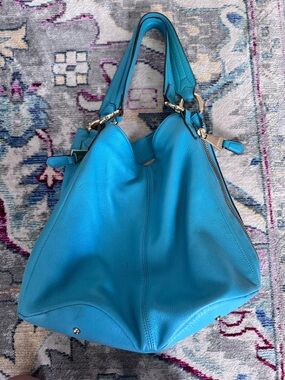 Aimee Kestenberg Turquoise Pebbled Leather Hobo Bag